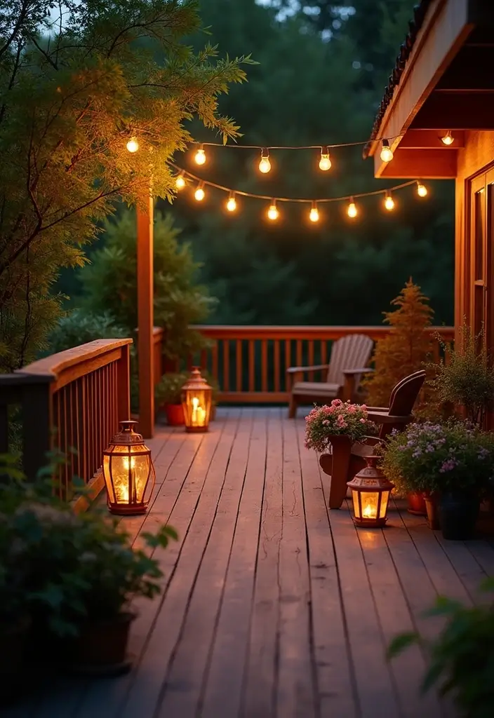 plant filled privacy screen deck