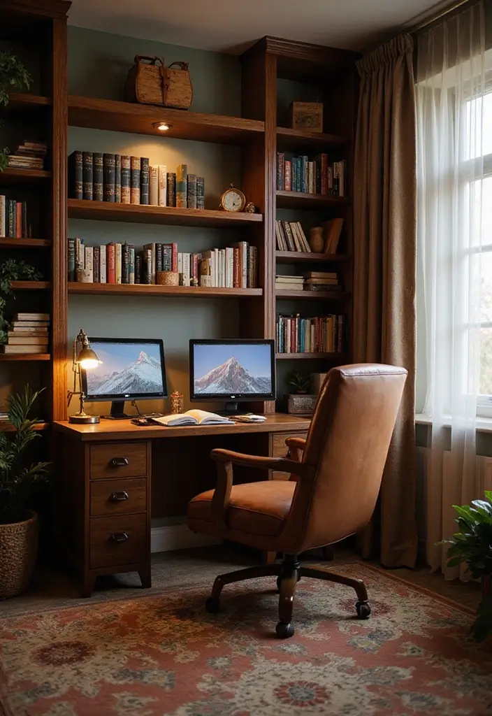 reading nook dual monitor tech setup