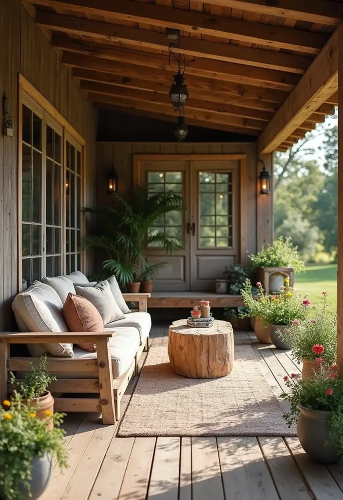 rustic pallet furniture apartment porch