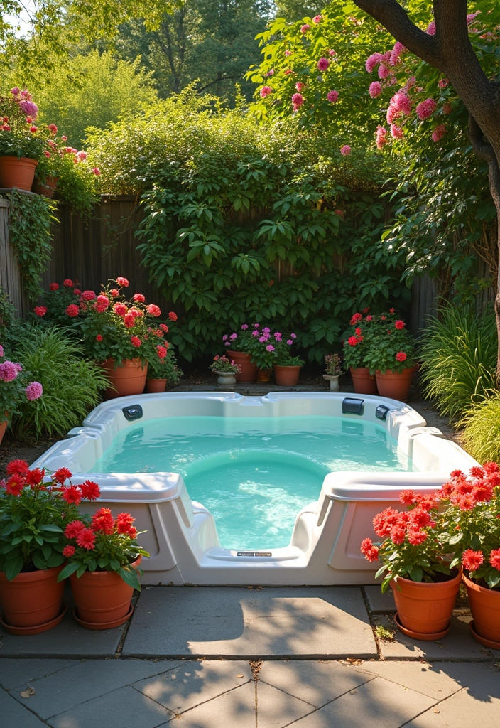 seasonal decor styled jacuzzi area