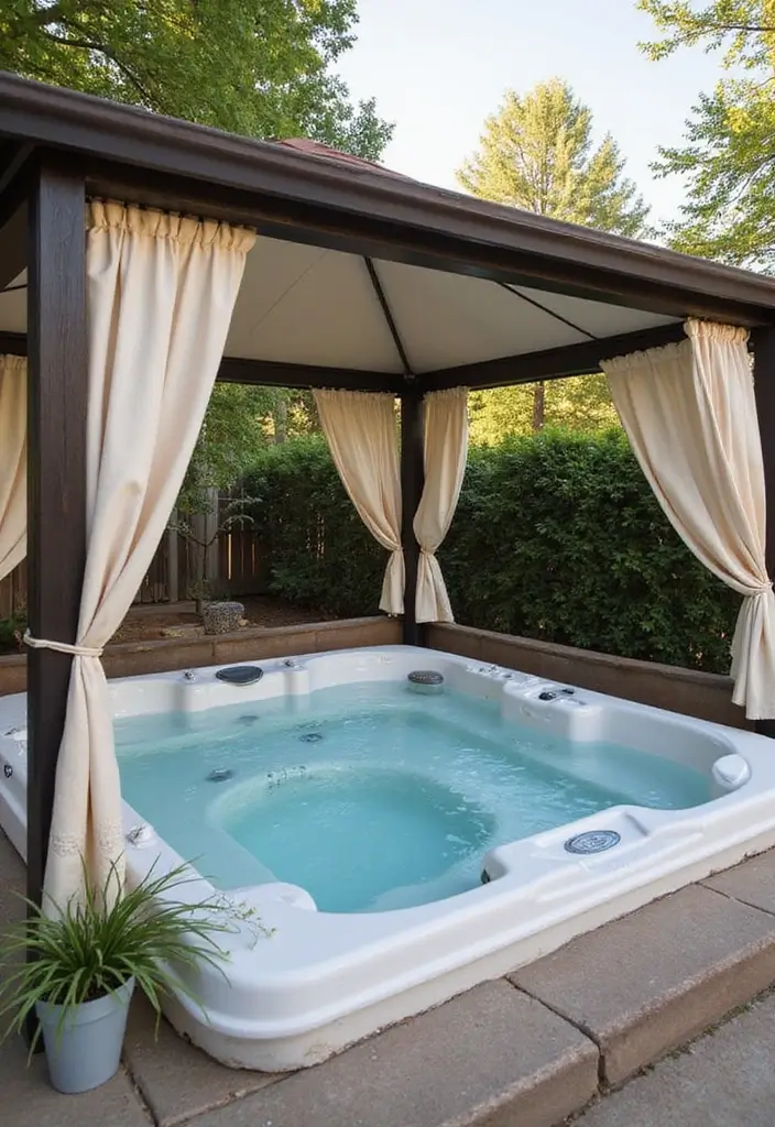 shaded jacuzzi with outdoor canopy