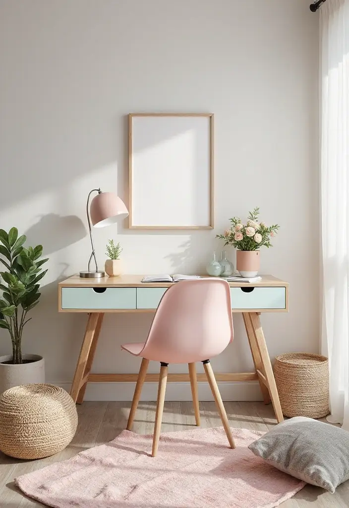 soft pastel dual home office desk