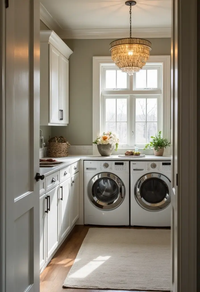 statement lighting laundry room ideas