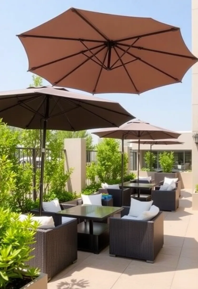 stylish terrace umbrellas for shade
