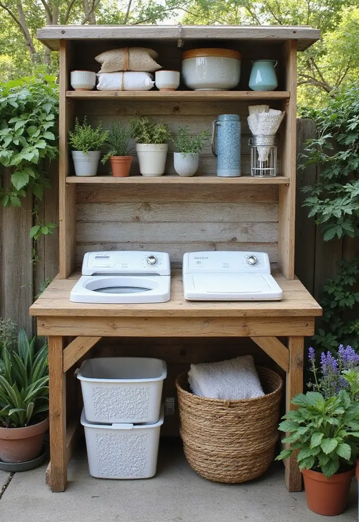 sustainable outdoor laundry folding station