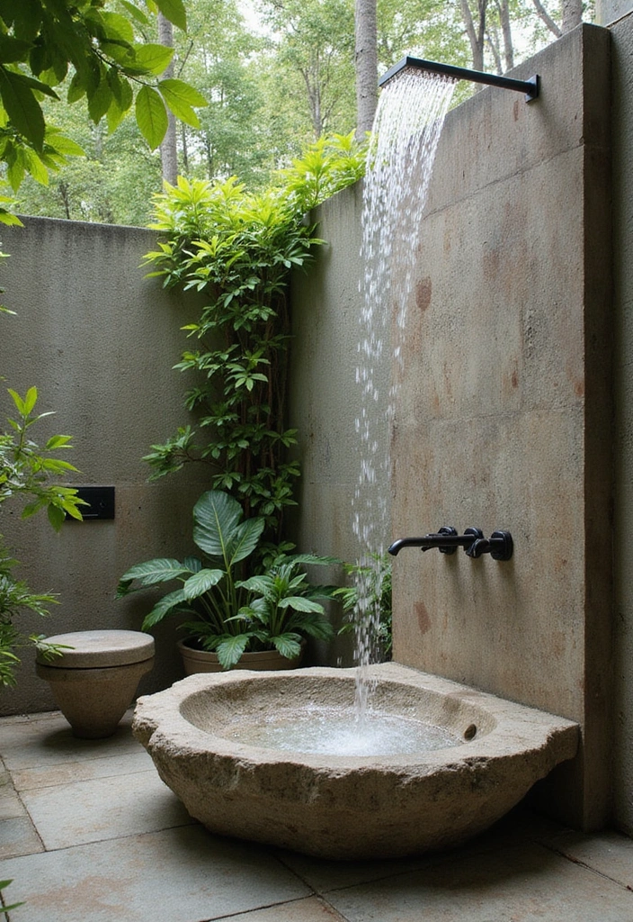 unique fixtures outdoor bathroom design