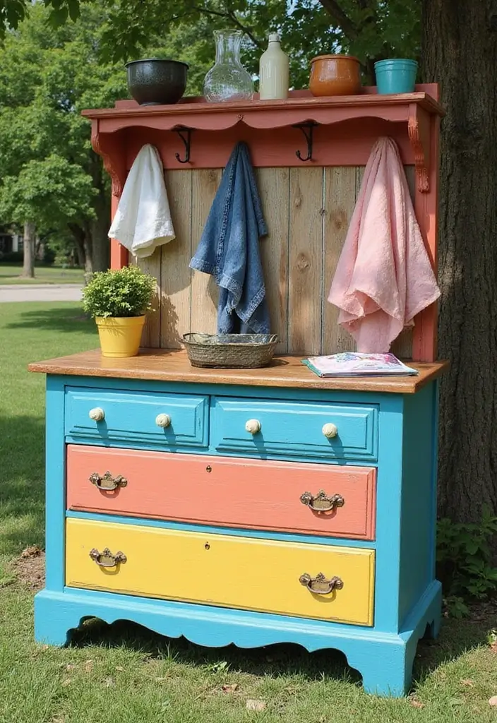 upcycled furniture outdoor laundry stationns