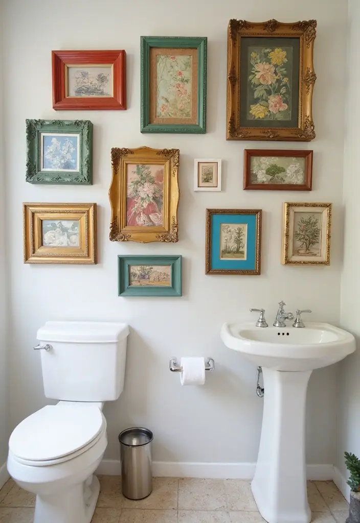 upcycled picture frame farmhouse bathroom decor