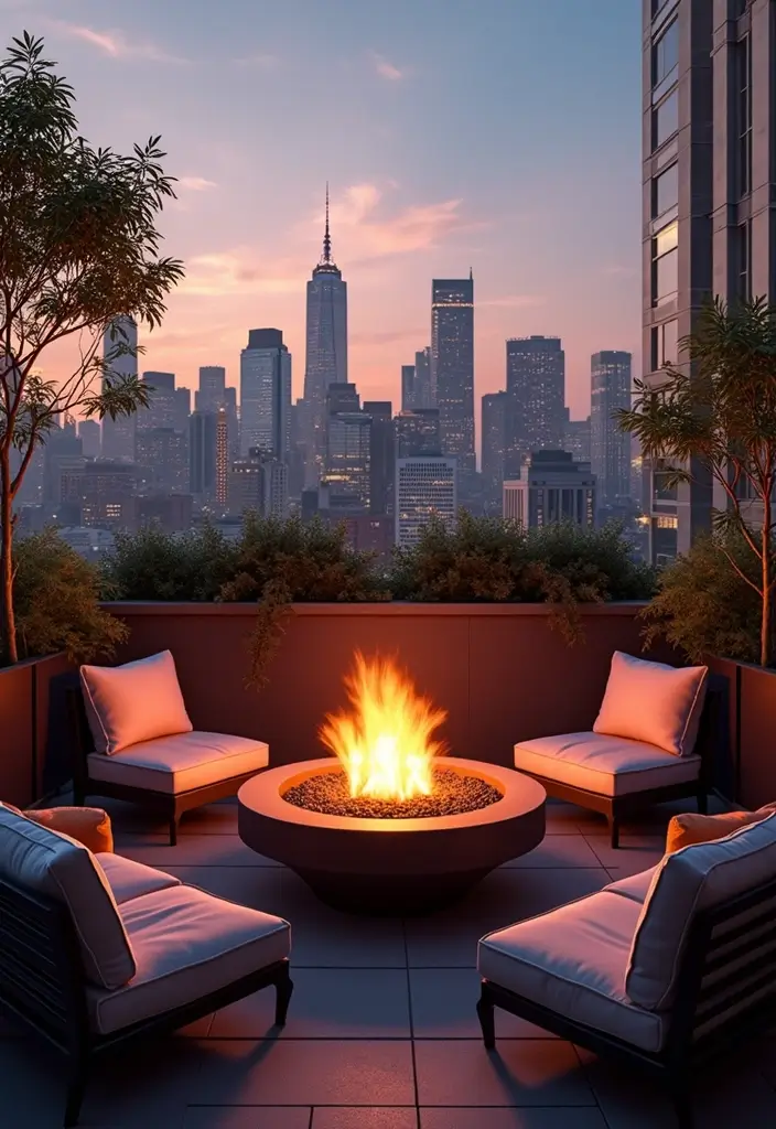 urban rooftop fire pit