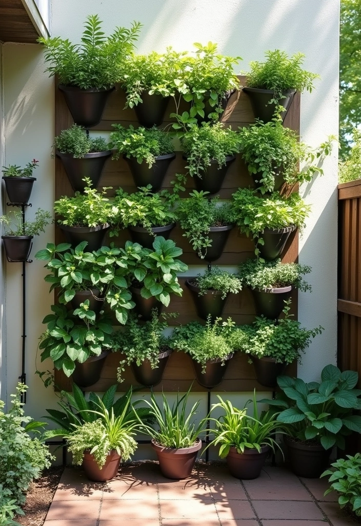 vertical garden wall planters on patio