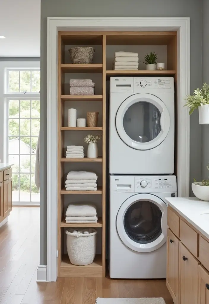 vertical storage bathroom laundry small space