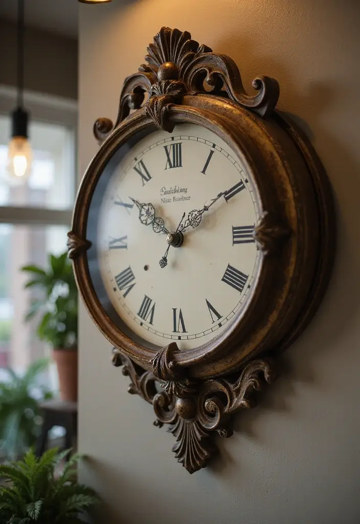 vintage clock girly home office decor