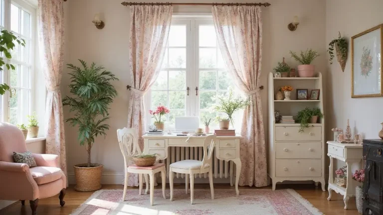 vintage girly home office romantic vibes