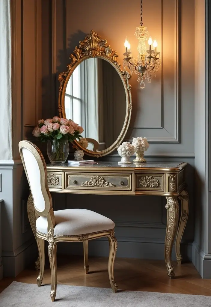vintage glamour corner office desk