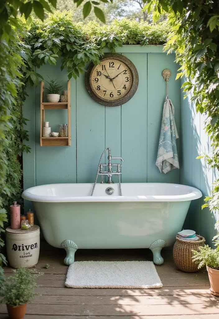 vintage style outdoor bath space