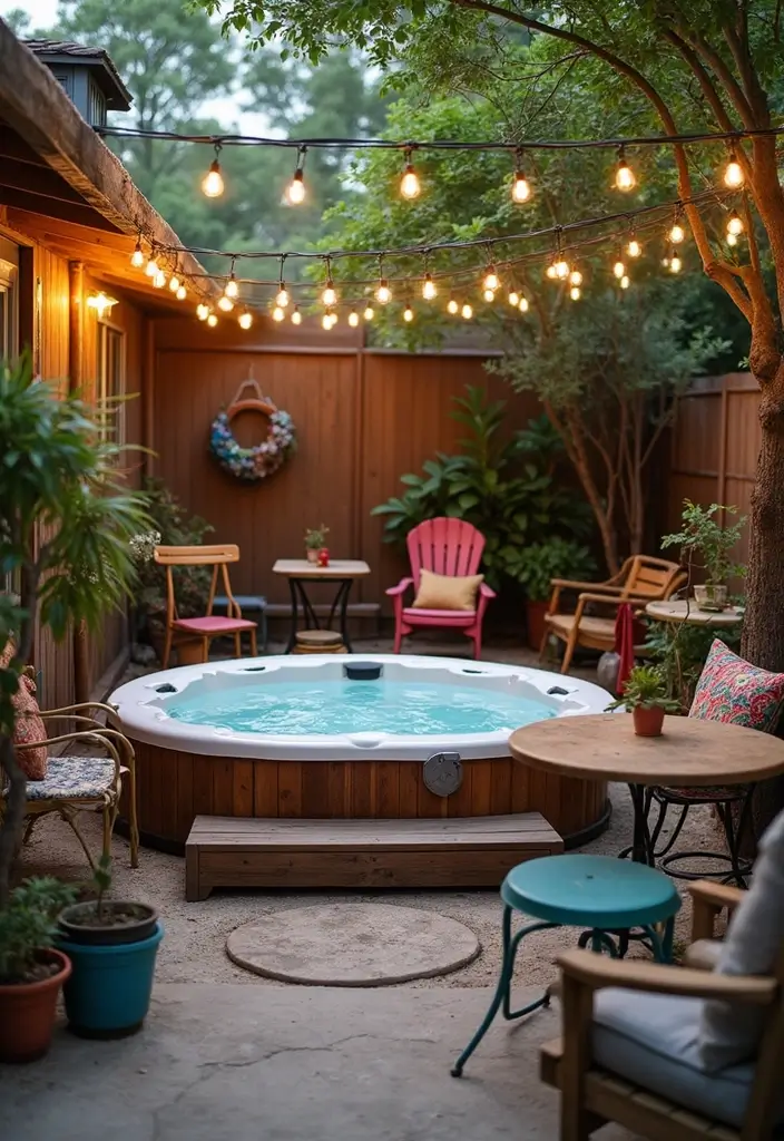 vintage upcycled furniture jacuzzi area