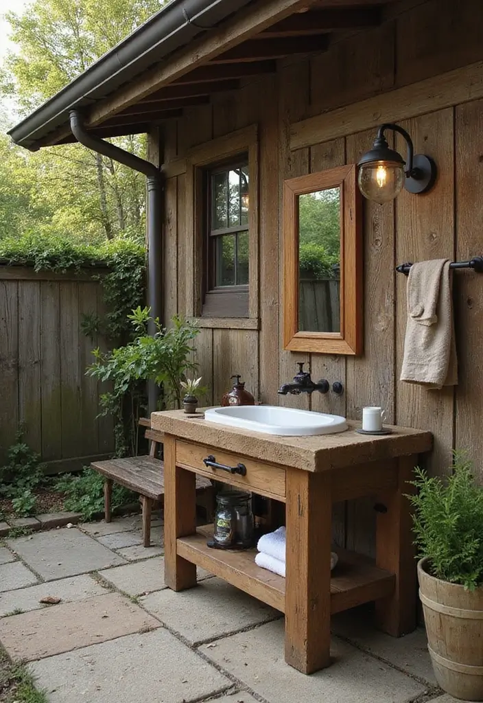 vintage vibes outdoor bathroom design