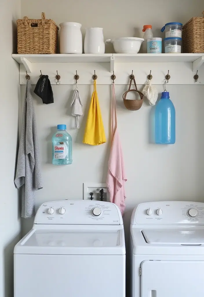 wall hooks laundry room organization