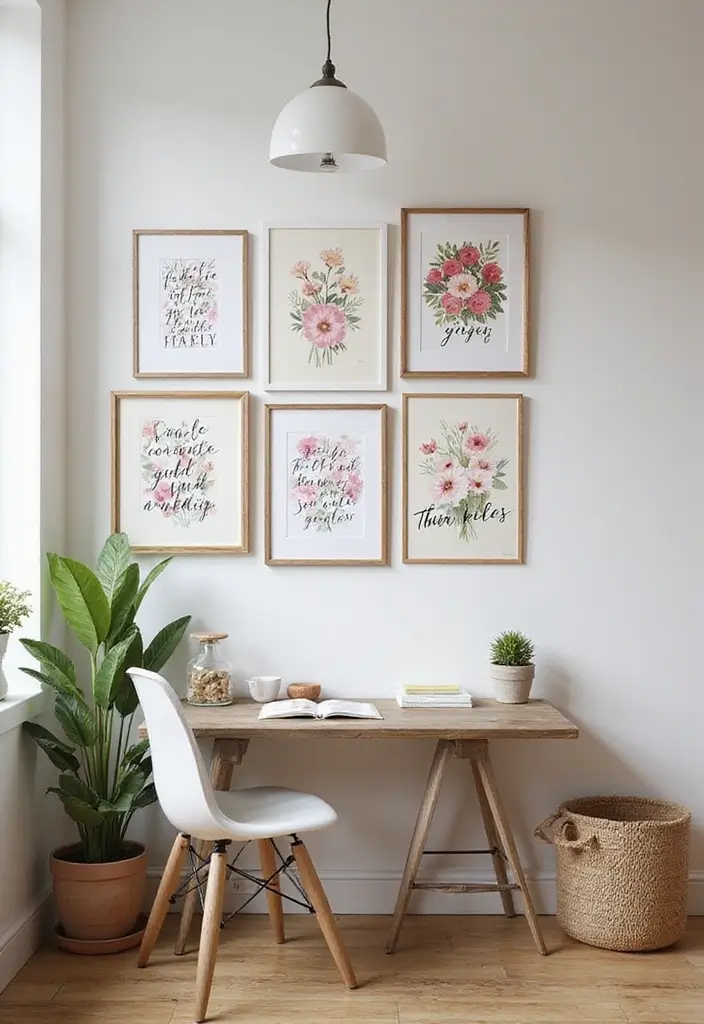 whimsical wall art vintage girly office