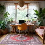 aesthetic boho home office design ideas