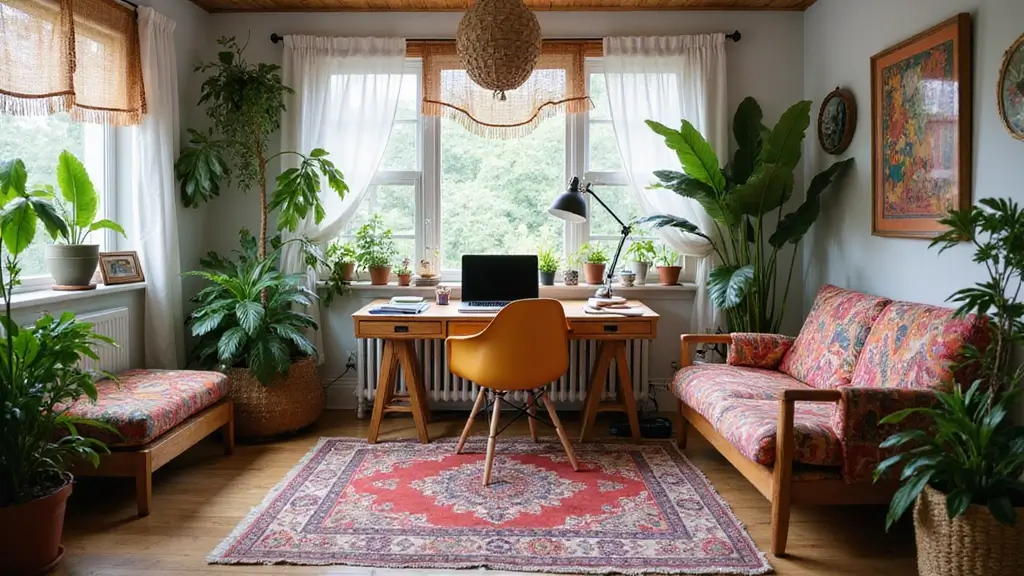 aesthetic boho home office design ideas