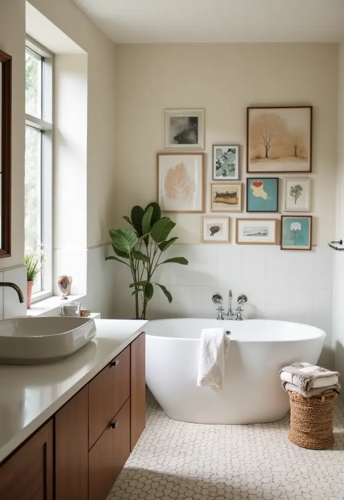 artistic midcentury bathroom decor styling