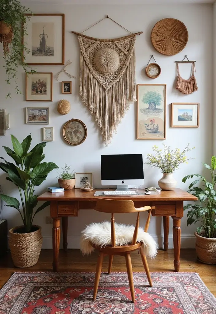 artistic wall decor boho office
