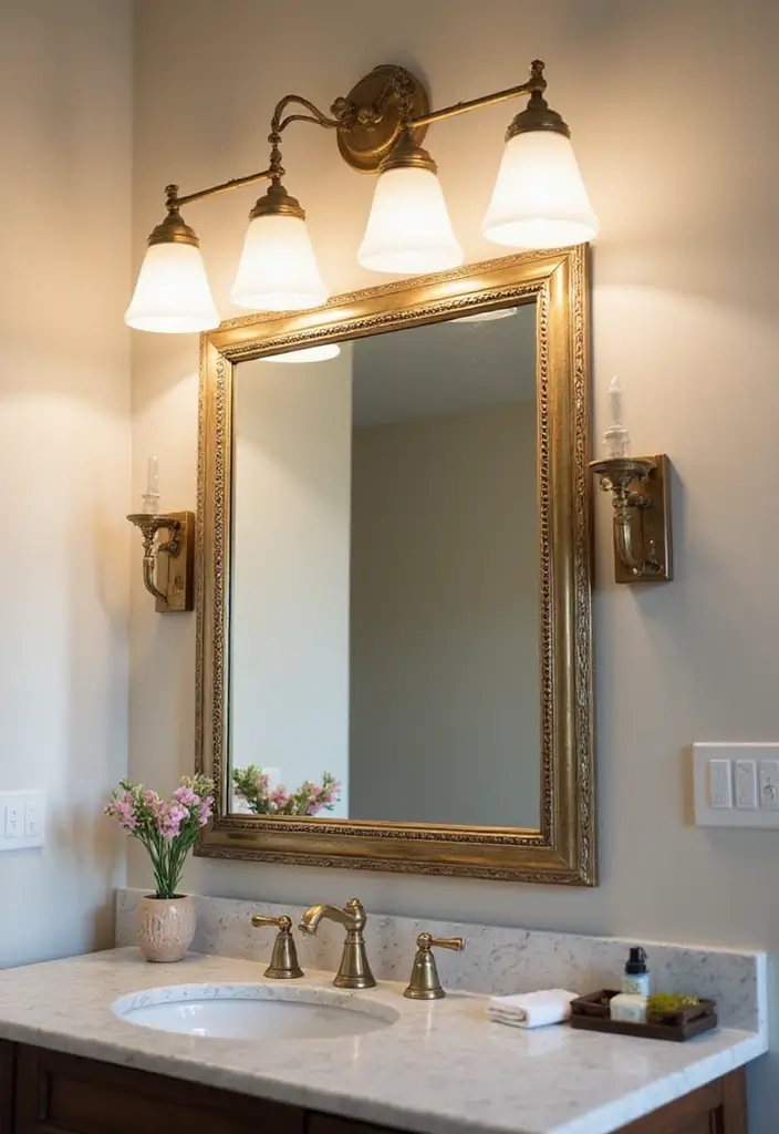 bathroom mirror with decorative lighting
