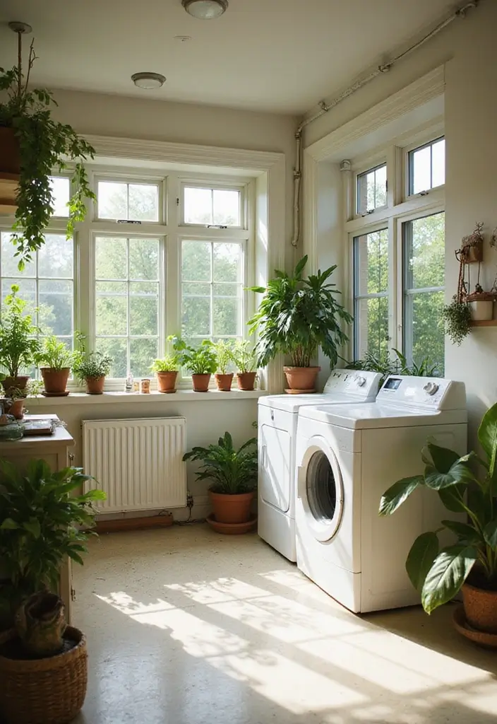 bright laundry room with natural light