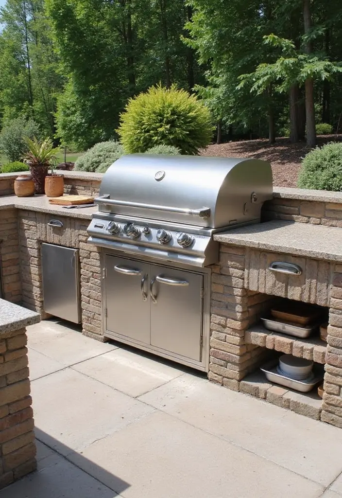 built in grill shelf storage