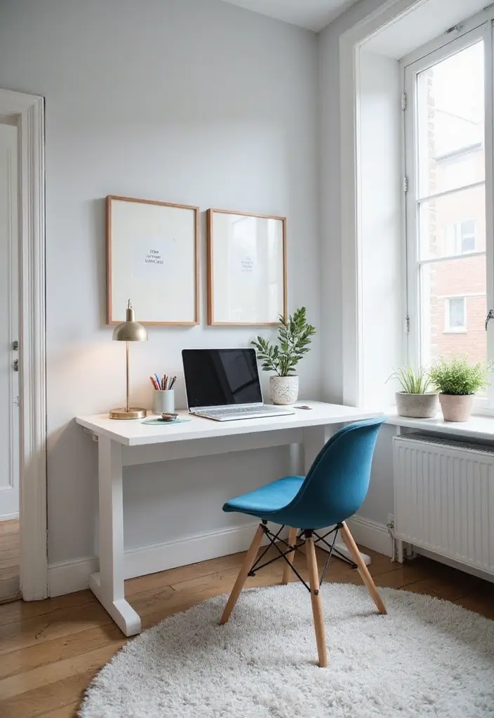 calm neutral color scandinavian workspace