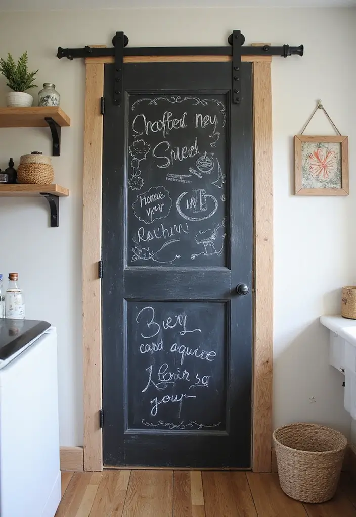 chalkboard barn door laundry ideas