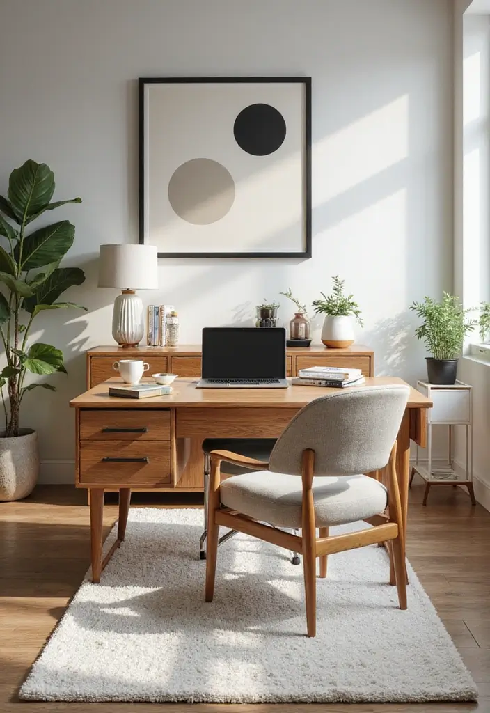 clean line japandi geometric workspace