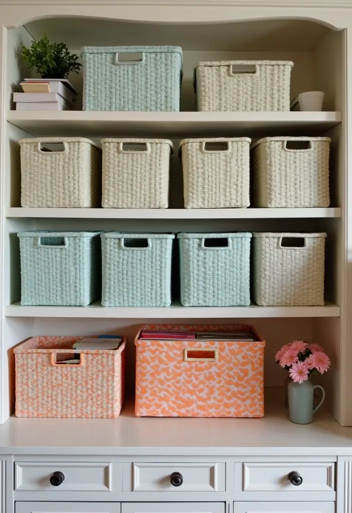 color coded organized home office setup