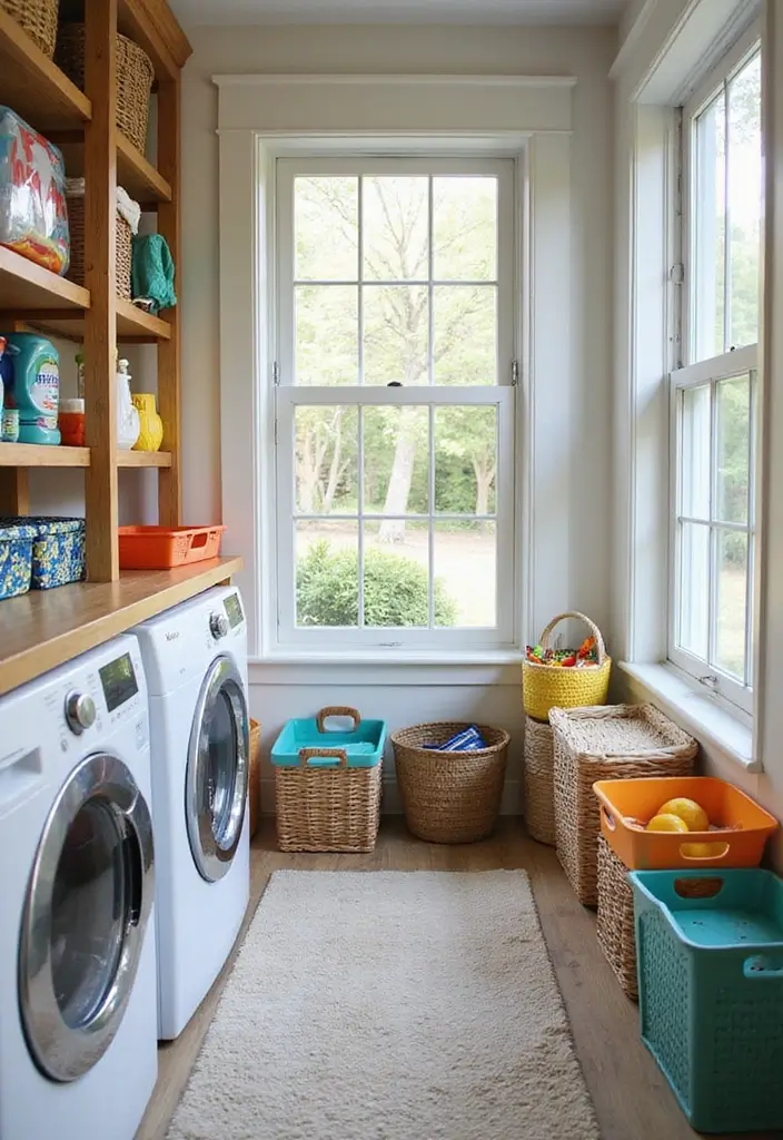 colorful baskets playful laundry organization