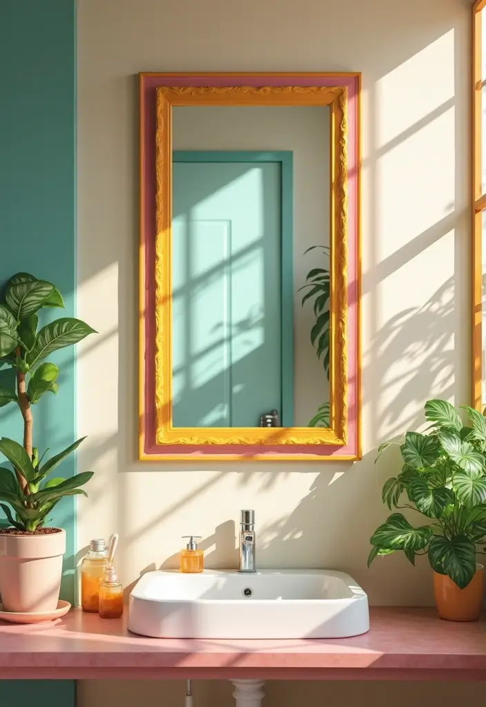colorful framed bathroom mirror style