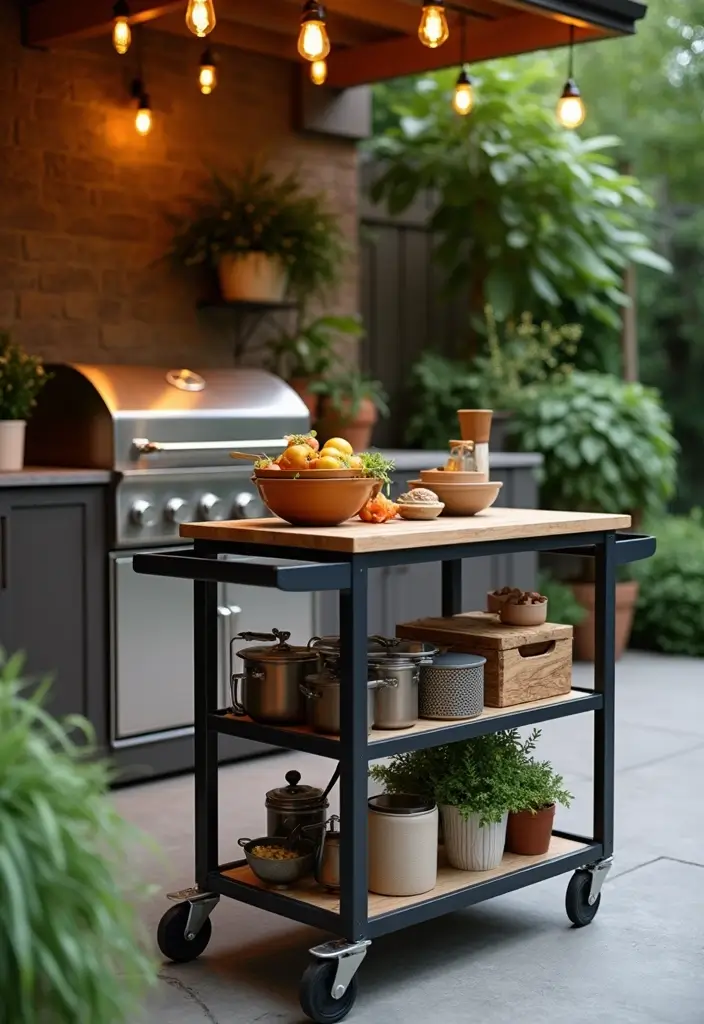 compact rolling cart kitchen storage