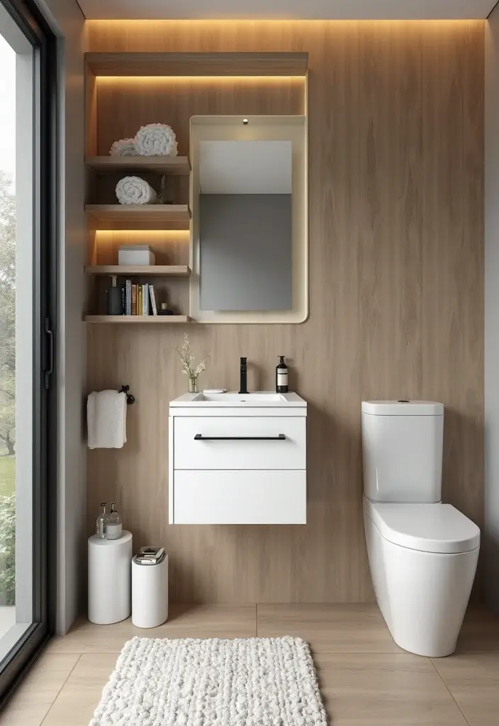 compact vanity with smart storage design