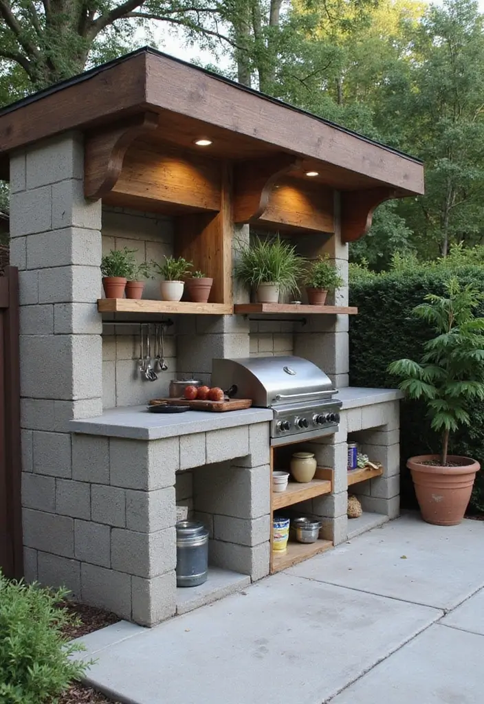 concrete block outdoor kitchen base
