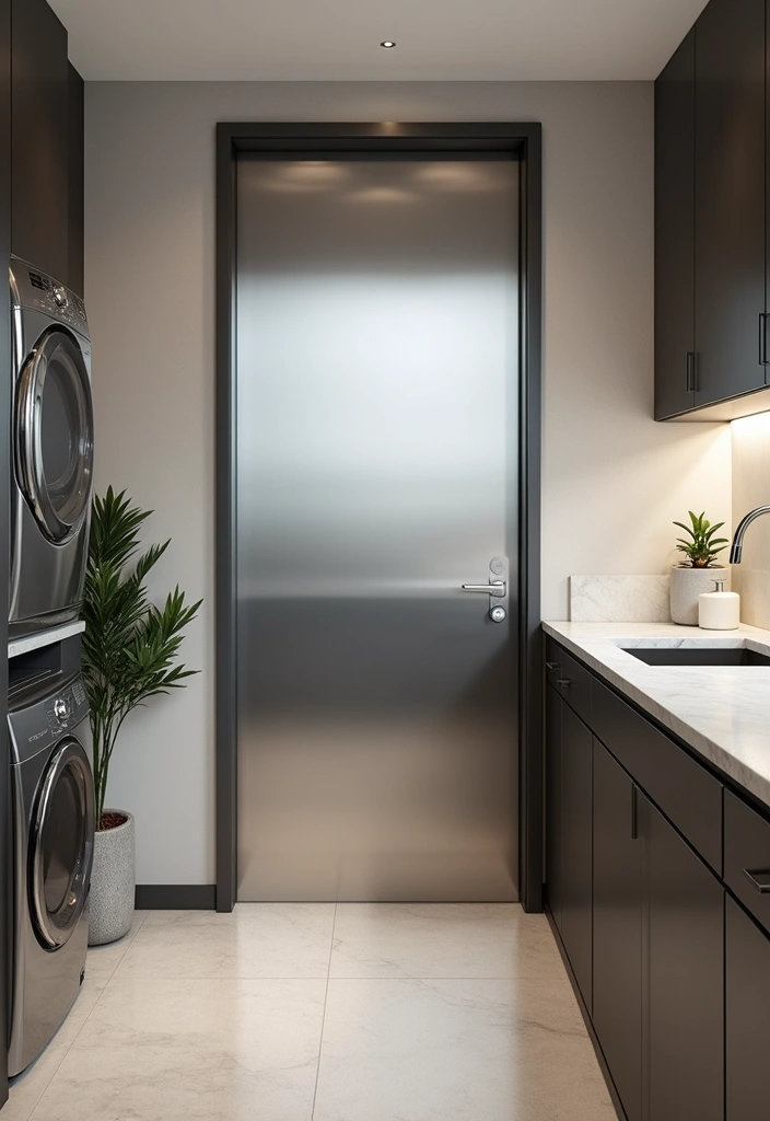 contemporary steel laundry room doors
