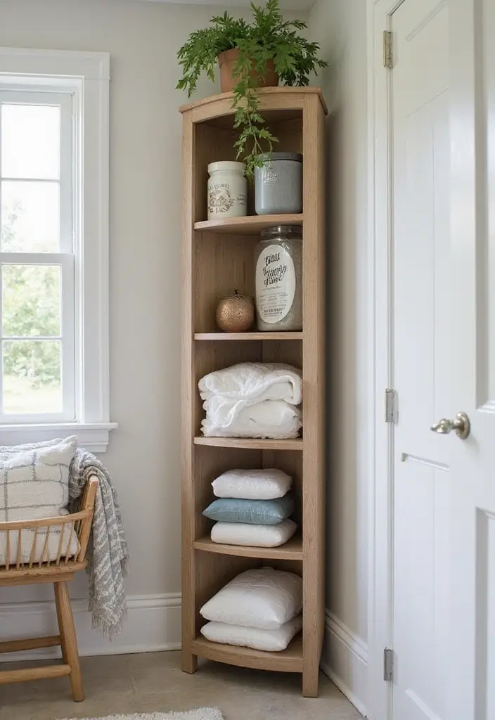 corner laundry shelving space solution