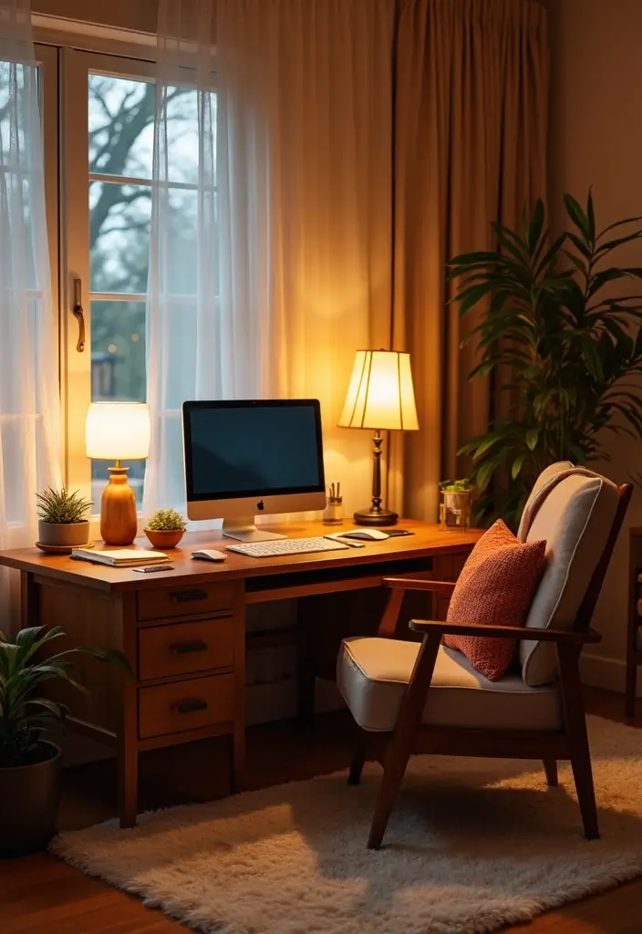 cozy corner home office retreat setup