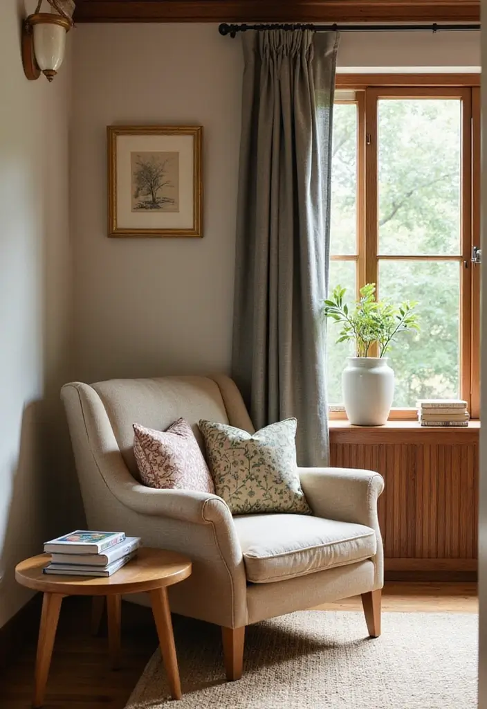 cozy japandi reading nook workspace