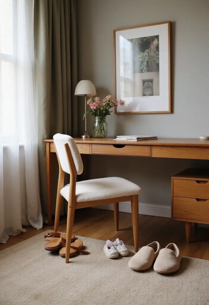 cozy japandi workspace footwear comfort