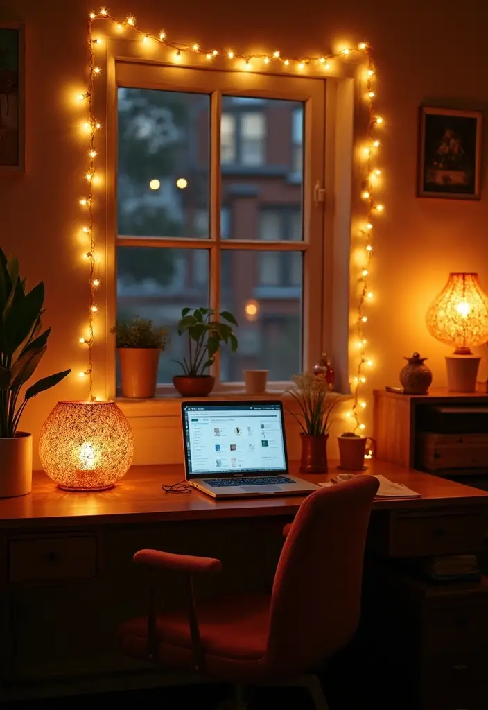 creative lighting ideas boho workspace