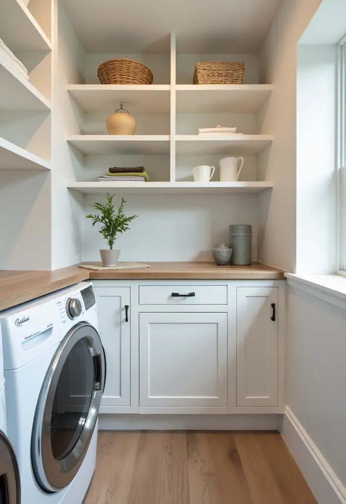 custom built in laundry shelving