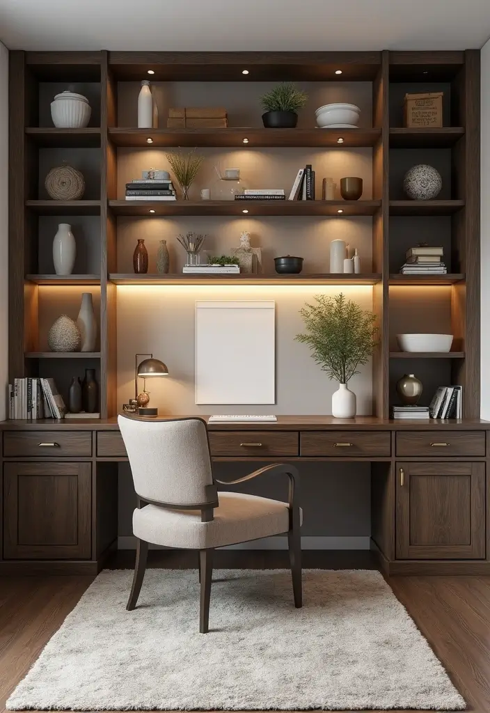 dark wood accents office decor ideas