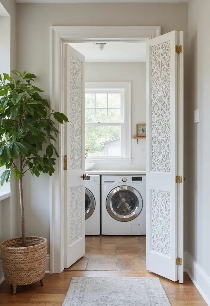 decorative folding screen laundry doors