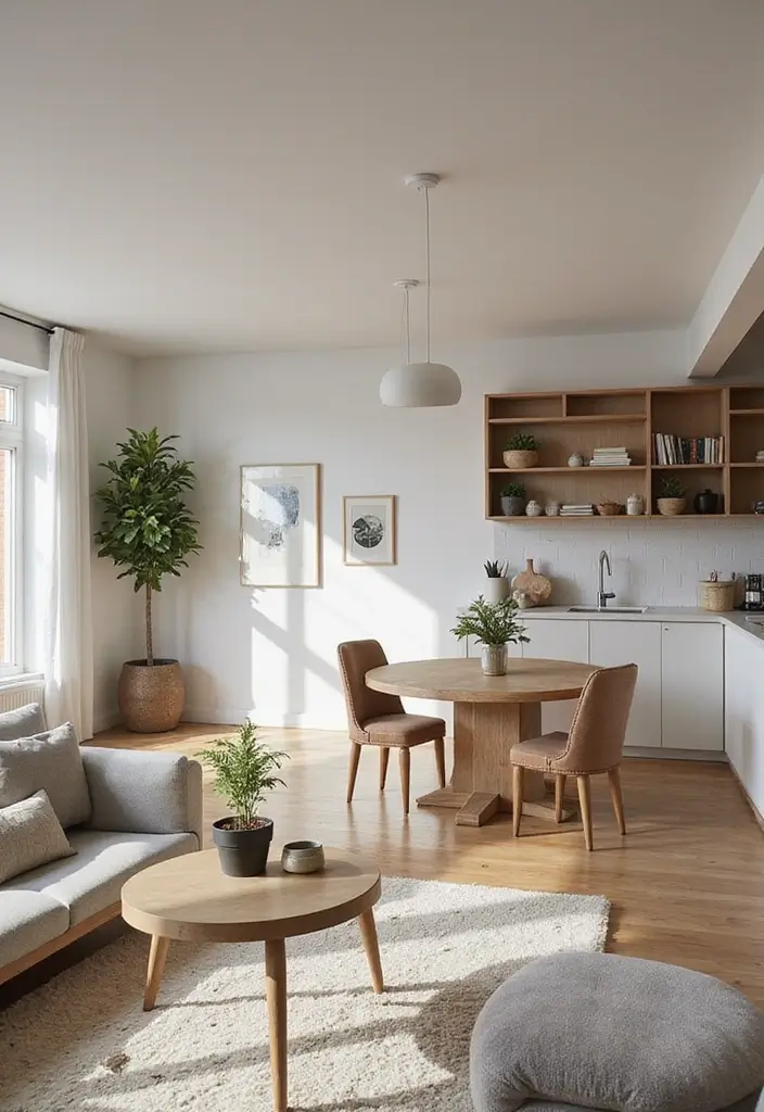 defined zones open plan apartment