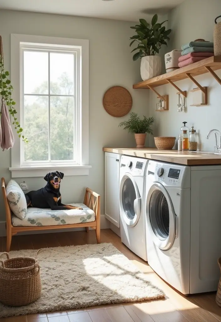 designated cozy pet area in laundry